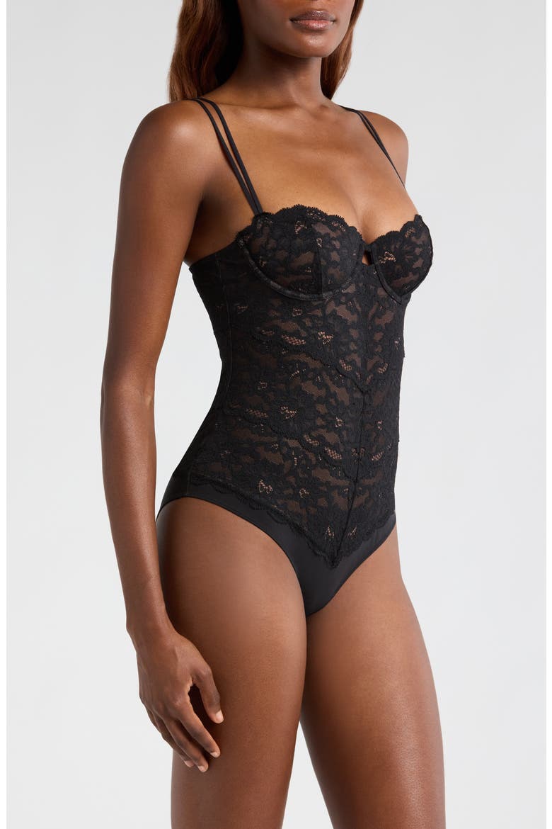 Lace Balconette Bodysuit, Alternate, color, BLACK