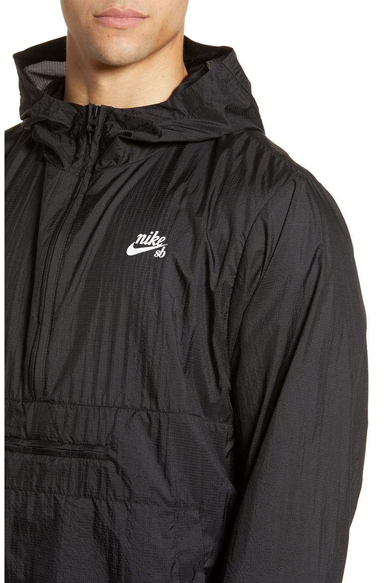 Packable Hooded Anorak, Alternate, color, BLACK/ BLACK/ WHITE