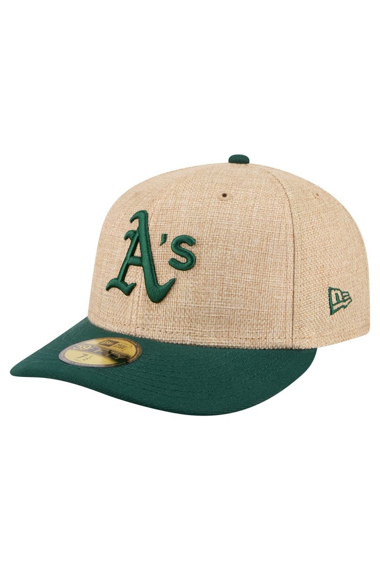 Men's New Era  Natural/Green Athletics Twine 59FIFTY Fitted Hat, Main, color, Natural