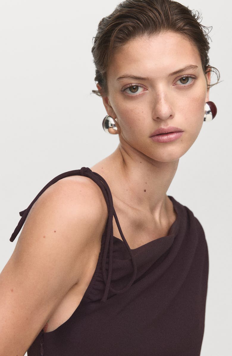 MANGO Asymmetric Wide Leg Jumpsuit, Alternate, color, Brown