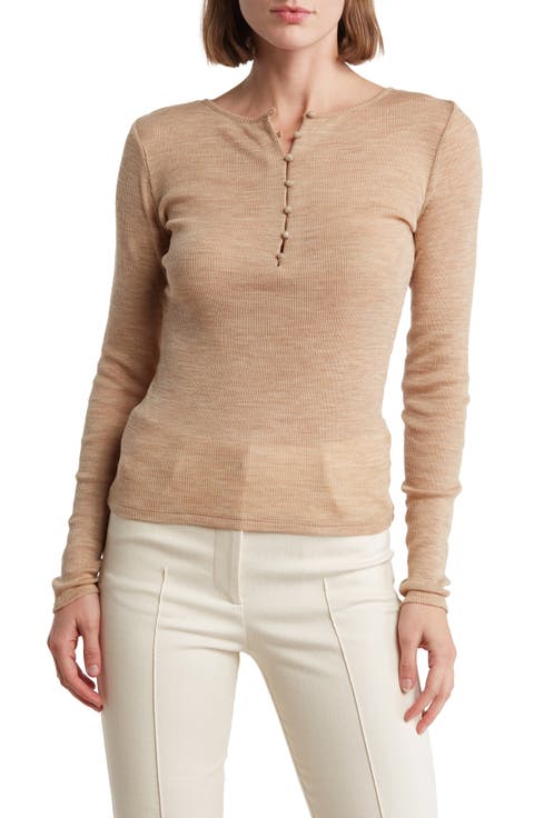 Long Sleeve Wool Blend Henley