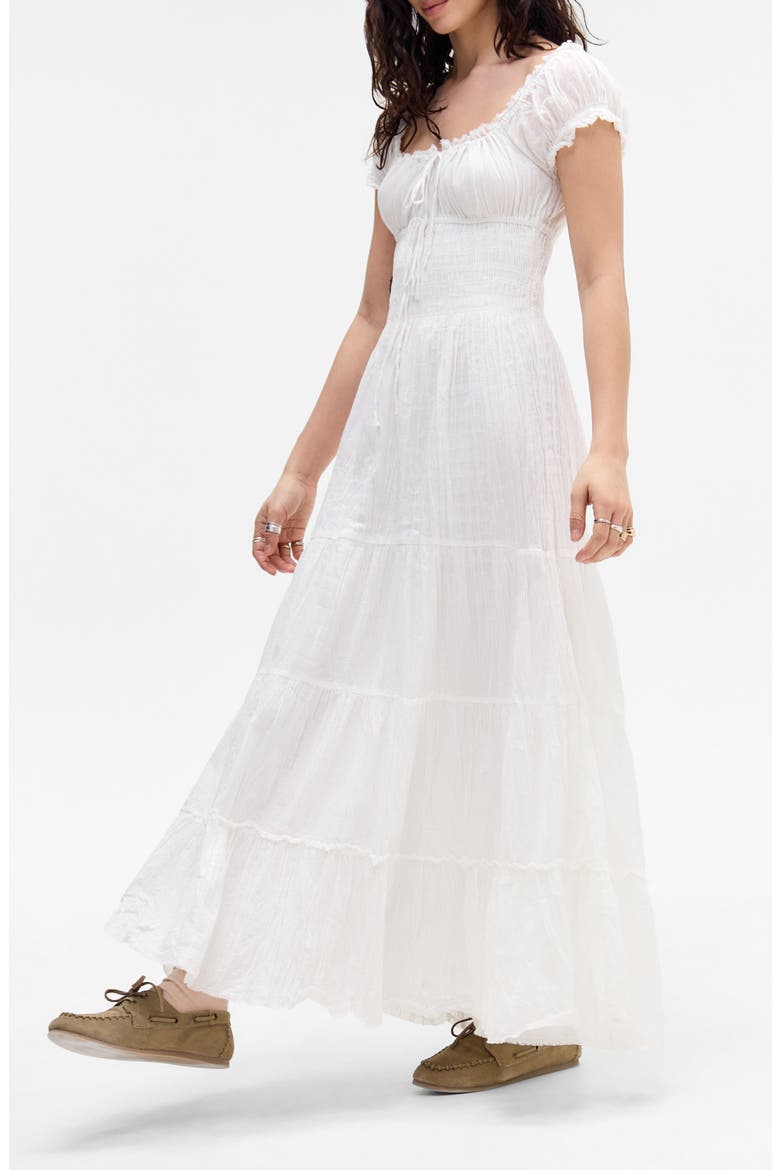 Sienna Smocked Cotton Maxi Dress, Alternate, color, WHITE