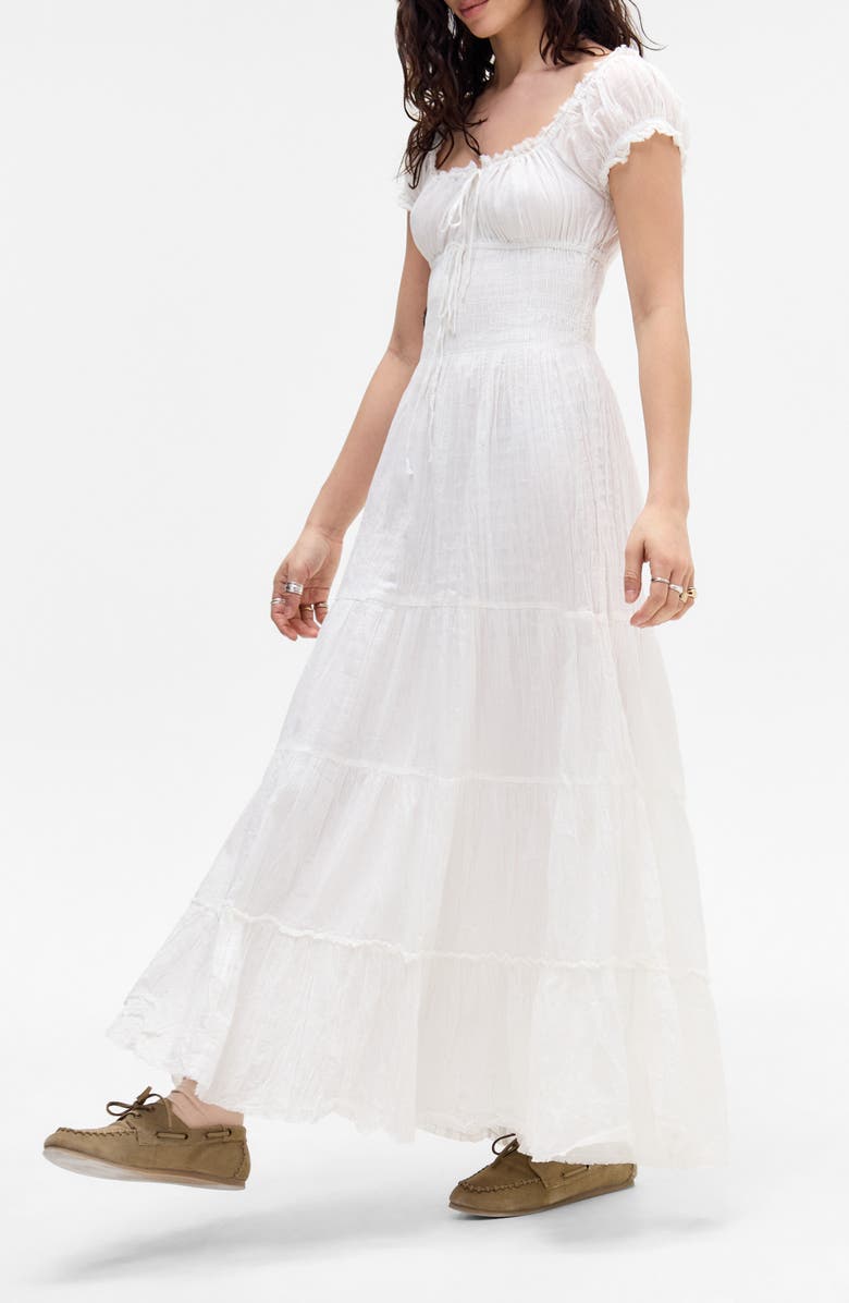 BDG Urban Outfitters Sienna Smocked Cotton Maxi Dress, Alternate, color, White