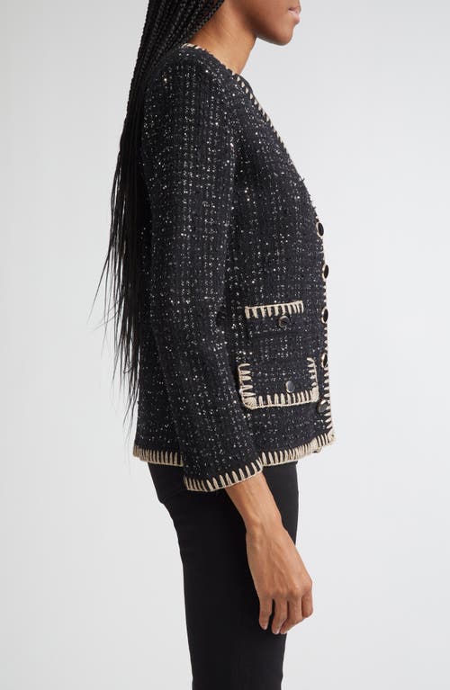 Veronica Beard Ceriani Metallic Knit Jacket In Black