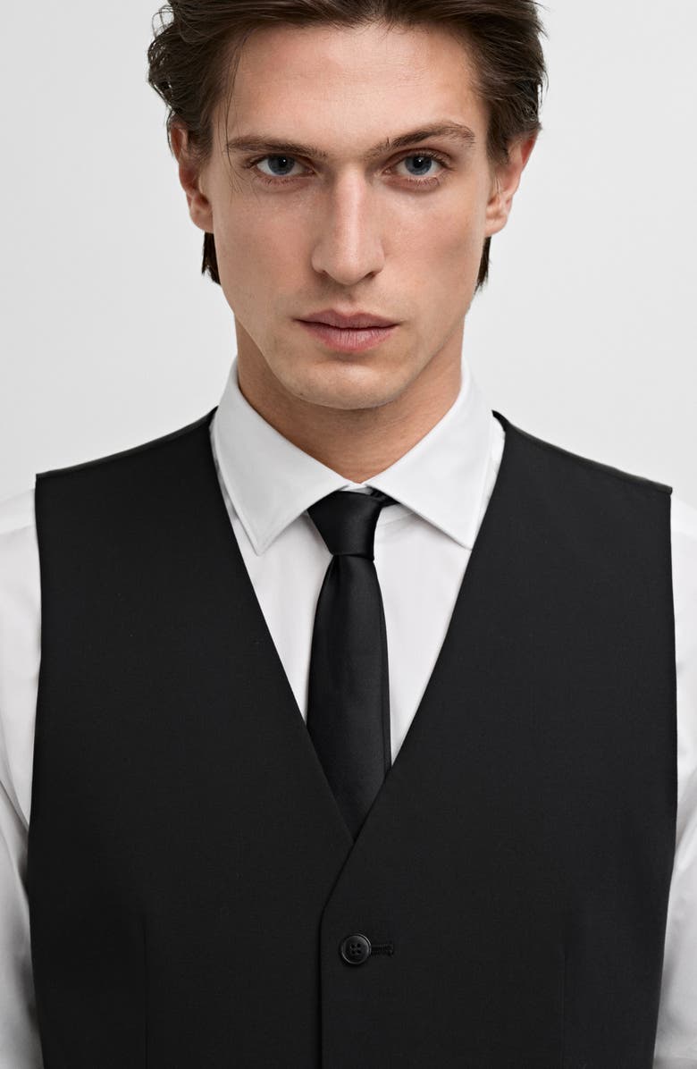 MANGO Paris Superslim Fit Stretch Suit Vest, Alternate, color, Black