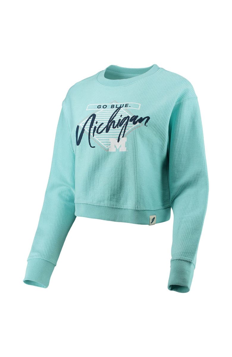 LEAGUE COLLEGIATE WEAR Women's League Collegiate Wear Light Blue Michigan Wolverines Corded Timber Crop Pullover Sweatshirt, Alternate, color, Light Blue
