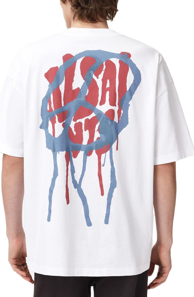 AllSaints Runner Oversize Cotton Crewneck T-Shirt, Alternate, color, Optic White