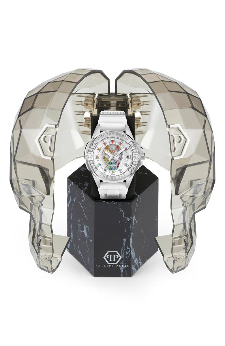 PHILIPP PLEIN The Skull Silicone Strap Watch, 41mm, Alternate, color, 