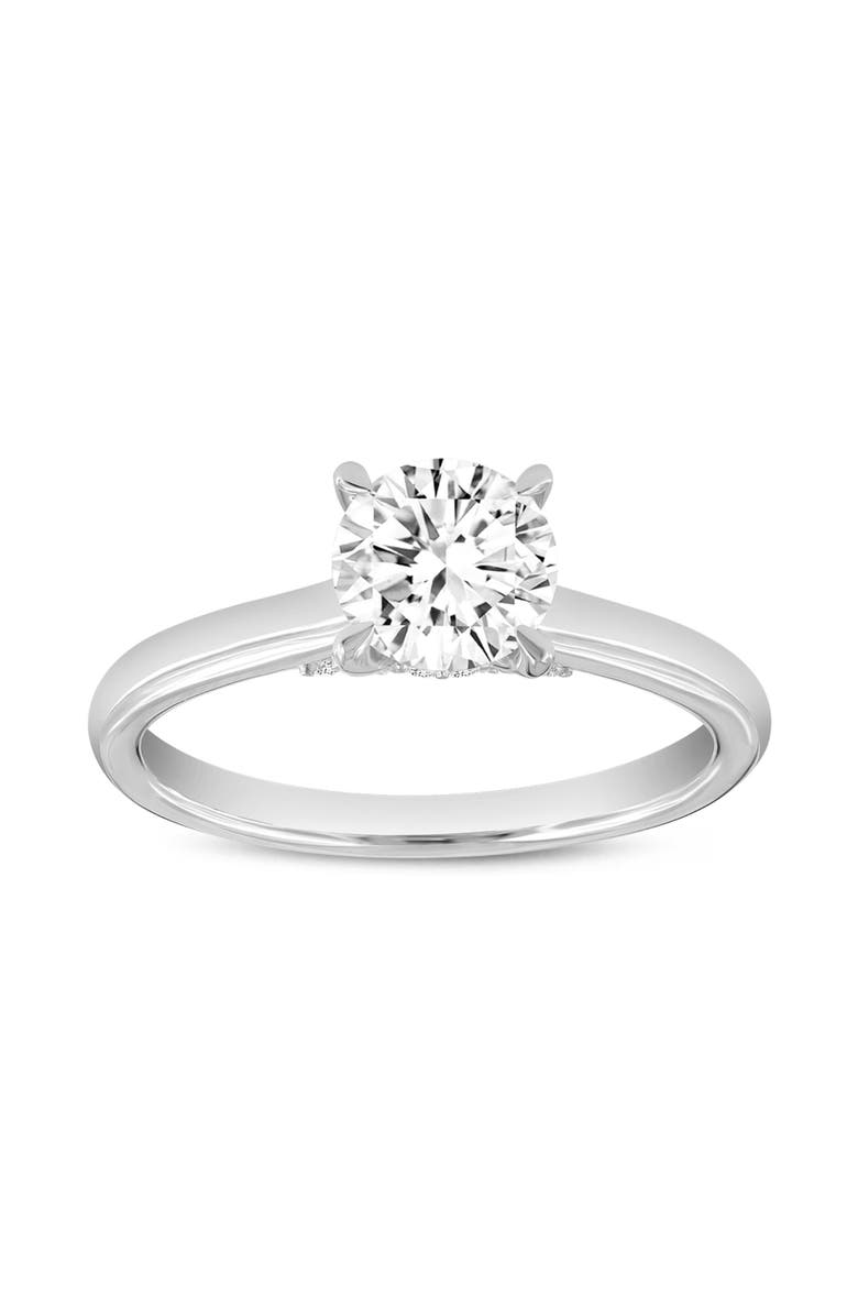 LuvMyJewelry Keira 14K White Gold Round Cut Lab Grown Diamond Hidden Halo Engagement Ring - 1.15 Ct, Main, color, 14K White Gold