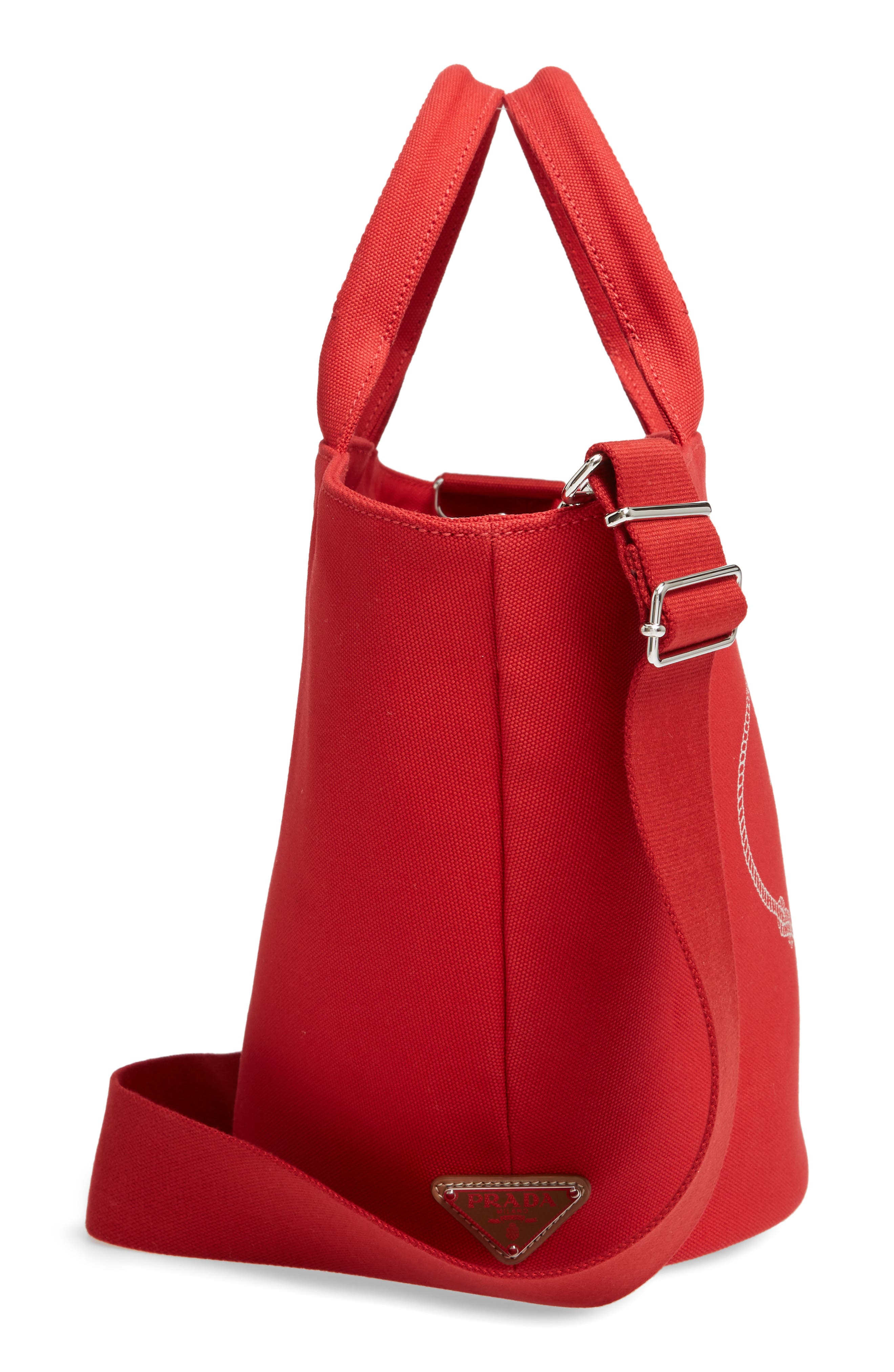 Prada Canapa Round Canvas Tote, Alternate, color, 