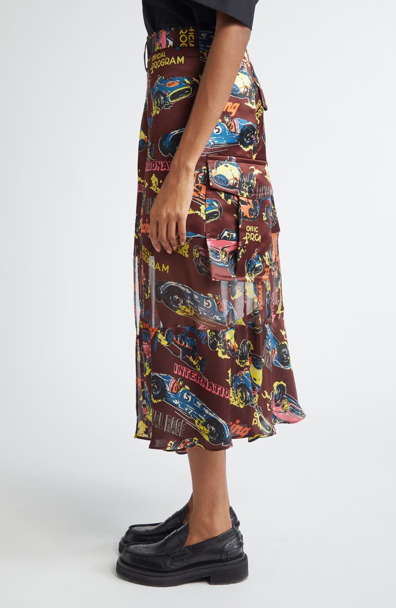 Sacai Race Car Print Belted Cargo Skirt, Alternate, color, 