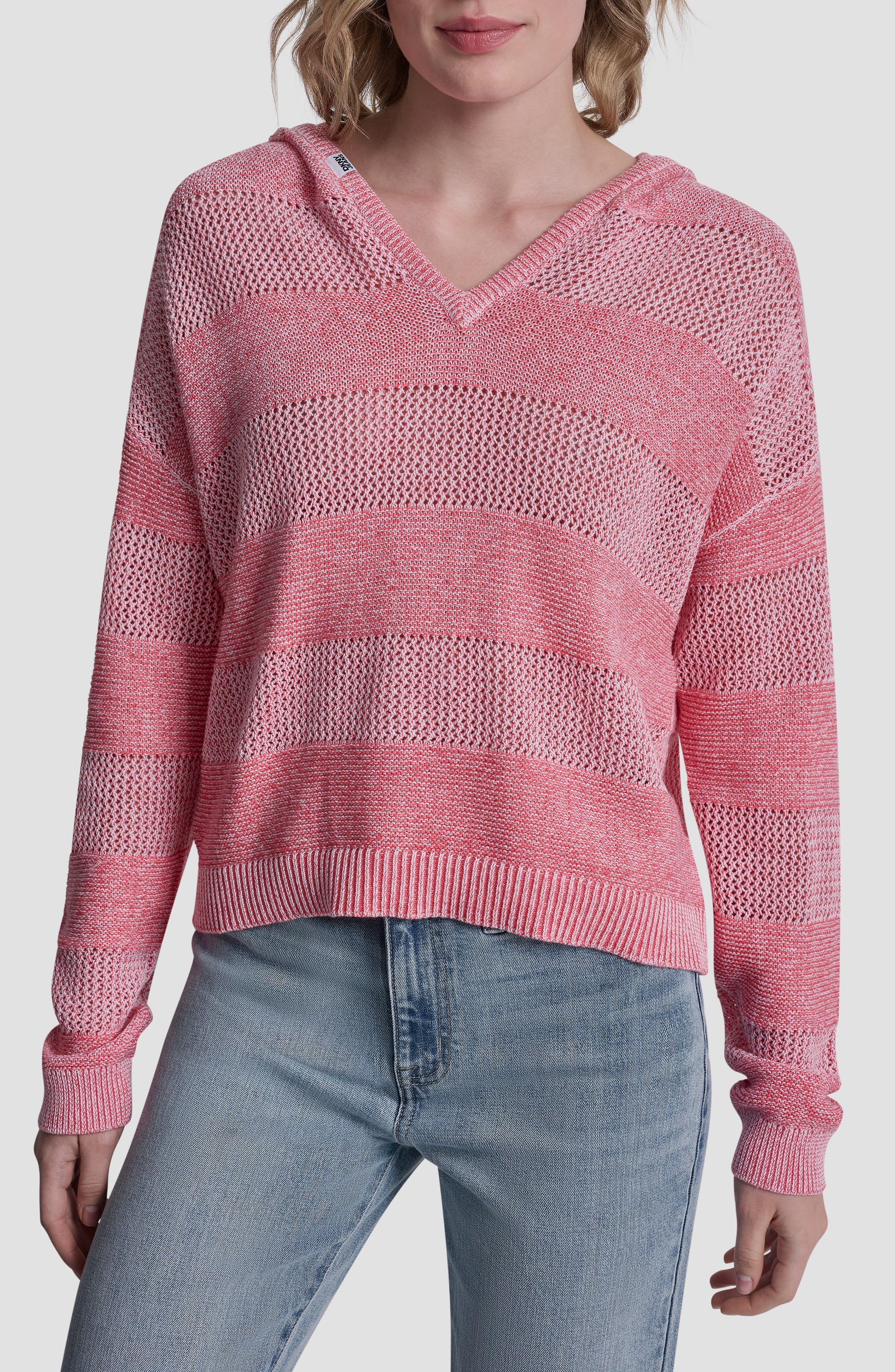 Pointelle Stripe Hooded Sweater - image 5