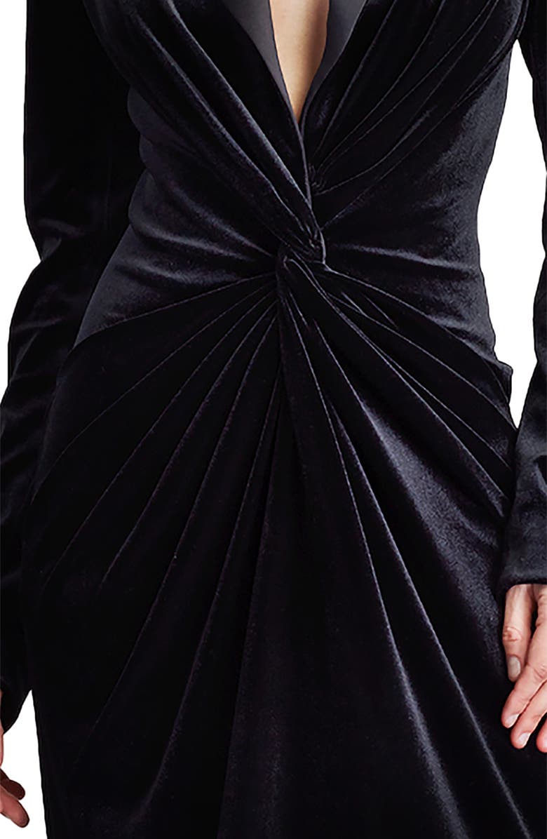 Tadashi Shoji Atike Long Sleeve Velvet Cocktail Tuxedo Dress, Alternate, color, 