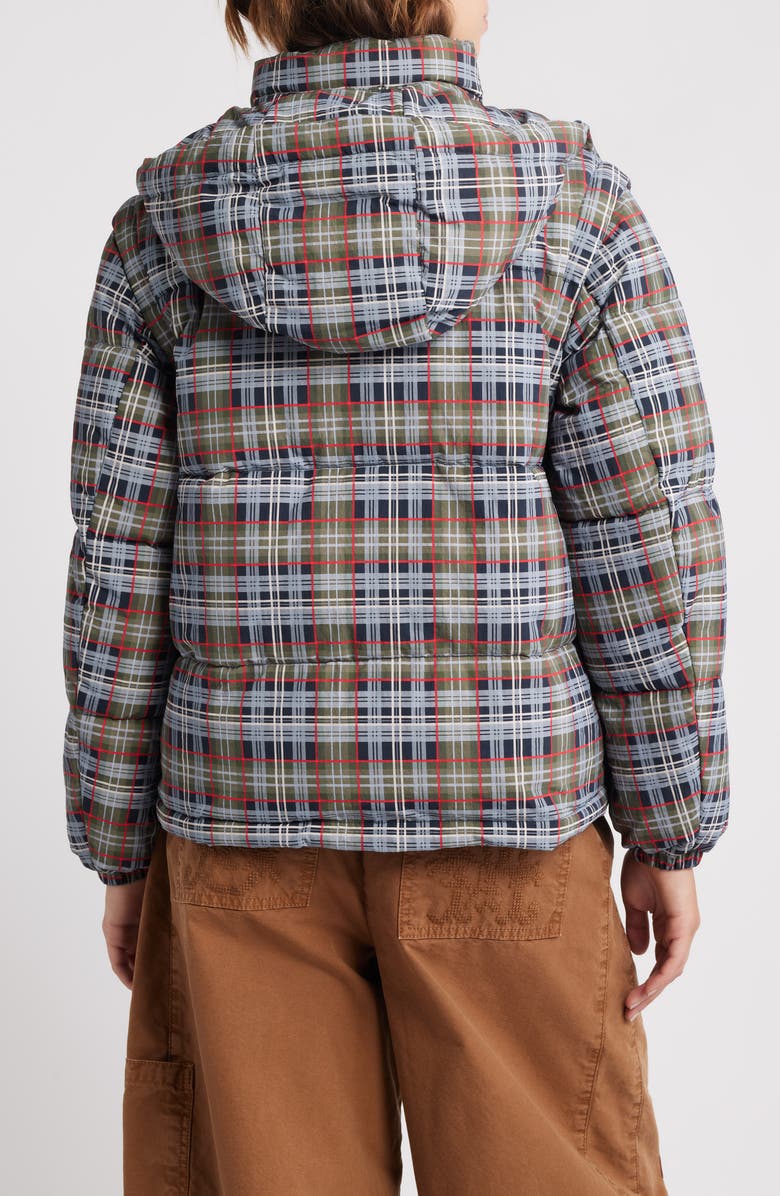 Damson Madder Pearl Multi Check Convertible Puffer Coat, Alternate, color, Multi