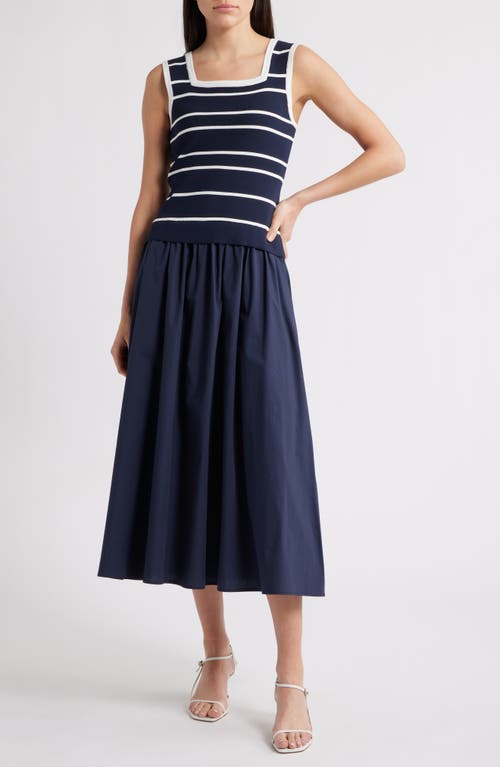 Zoe And Claire Mixed Media Sleeveless Midi Dress