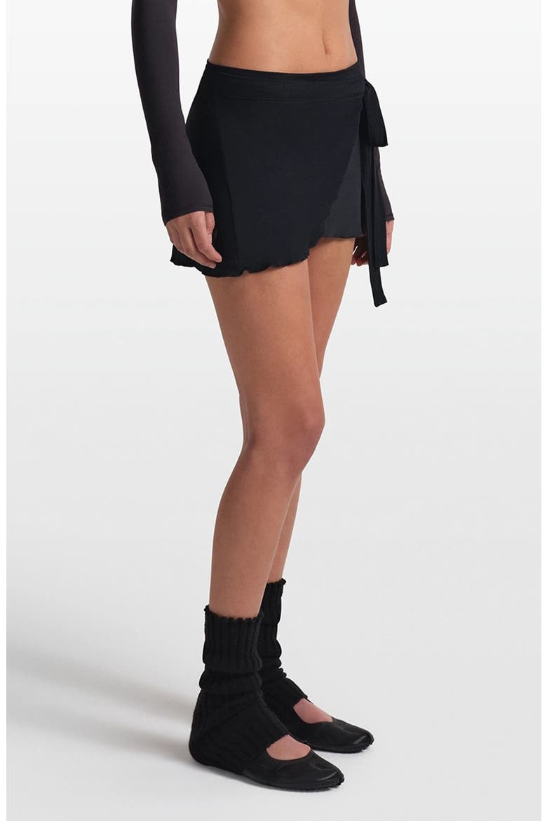 Stretch Knit Wrap Skirt, Alternate, color, OBSIDIAN