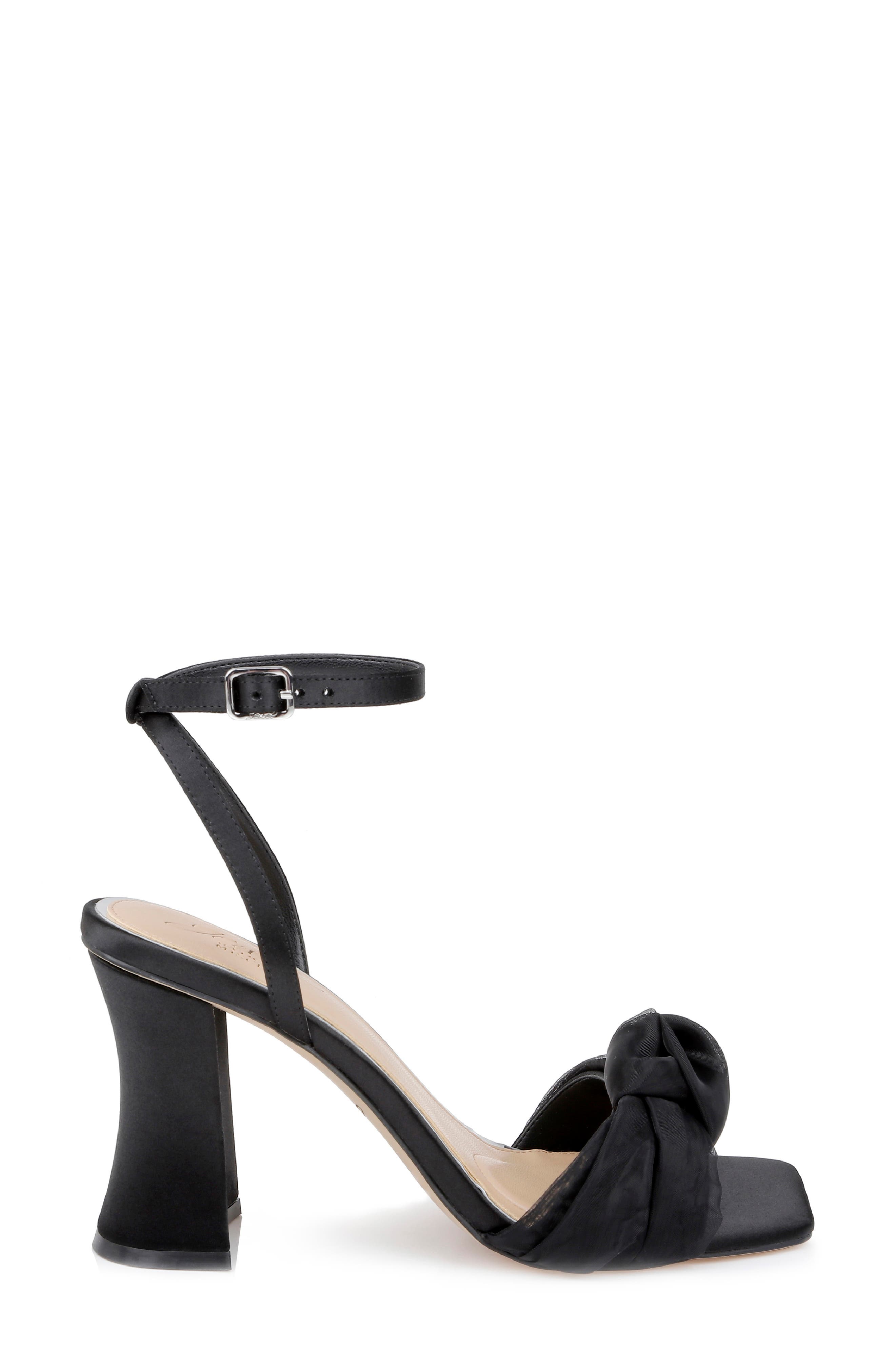 Jewel Badgley Mischka Fayola Ankle Strap Sandal, Alternate, color, Black Satin