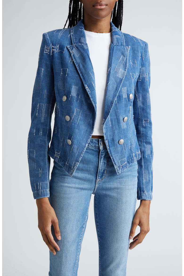 Wayne Denim Double Breasted Crop Jacket, Main, color, TUCSON