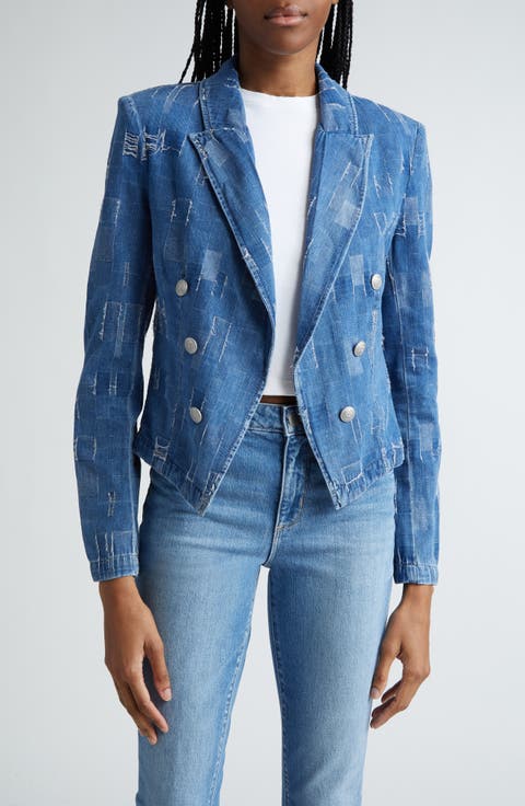 Wayne Denim Double Breasted Crop Jacket