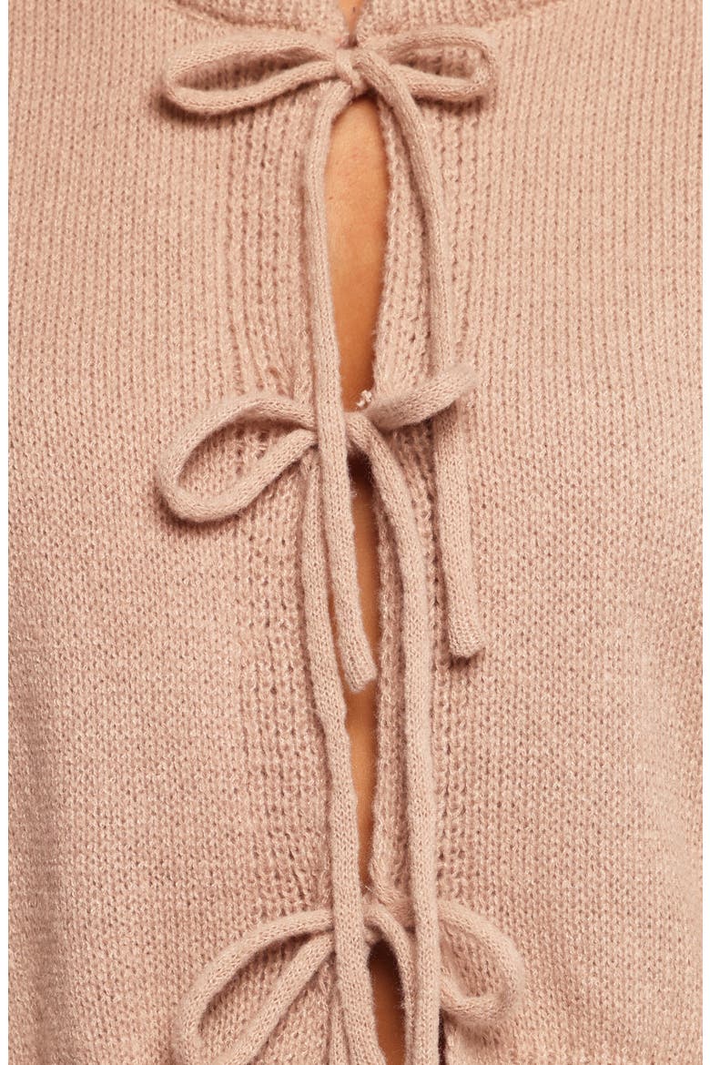 Koskie Tie Front Knit Top, Alternate, color, TAUPE
