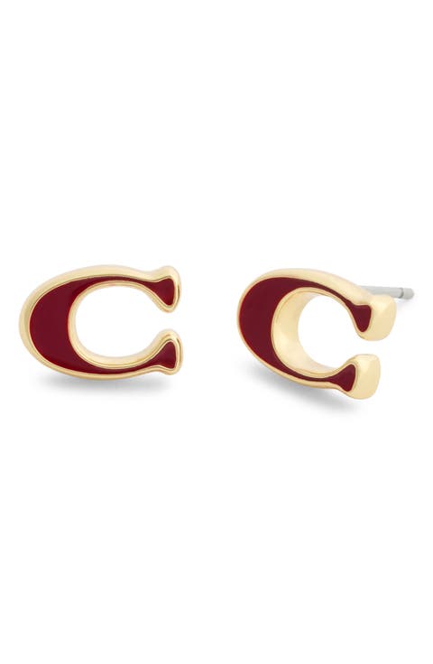 Signature C Enamel Stud Earrings