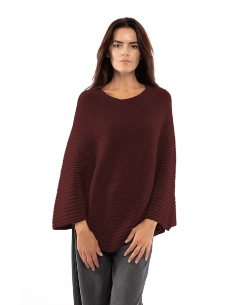 Pure Cashmere Ribbed Knit Poncho