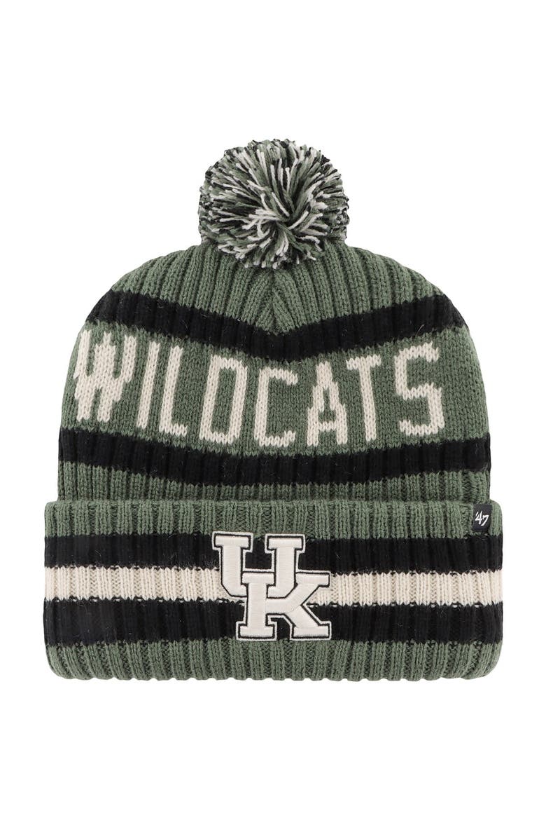 Men's '47 Green Kentucky Wildcats OHT Military Appreciation Bering Cuffed Knit Hat with Pom, Main, color, Green