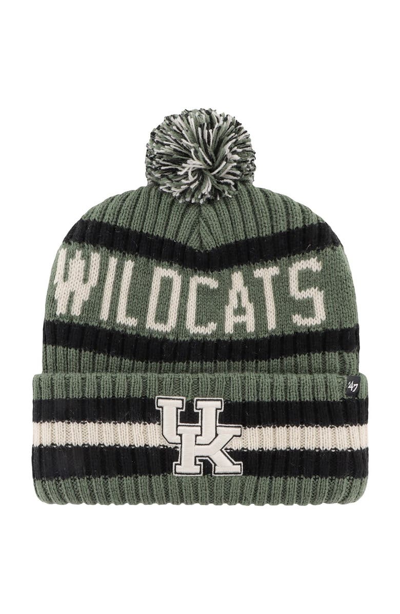 '47 Men's '47 Green Kentucky Wildcats OHT Military Appreciation Bering Cuffed Knit Hat with Pom, Main, color, Green