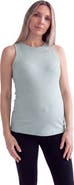 24seven Comfort Apparel Maternity Basic Ribbed Knit Round Neck Sleeveless Tank Top
