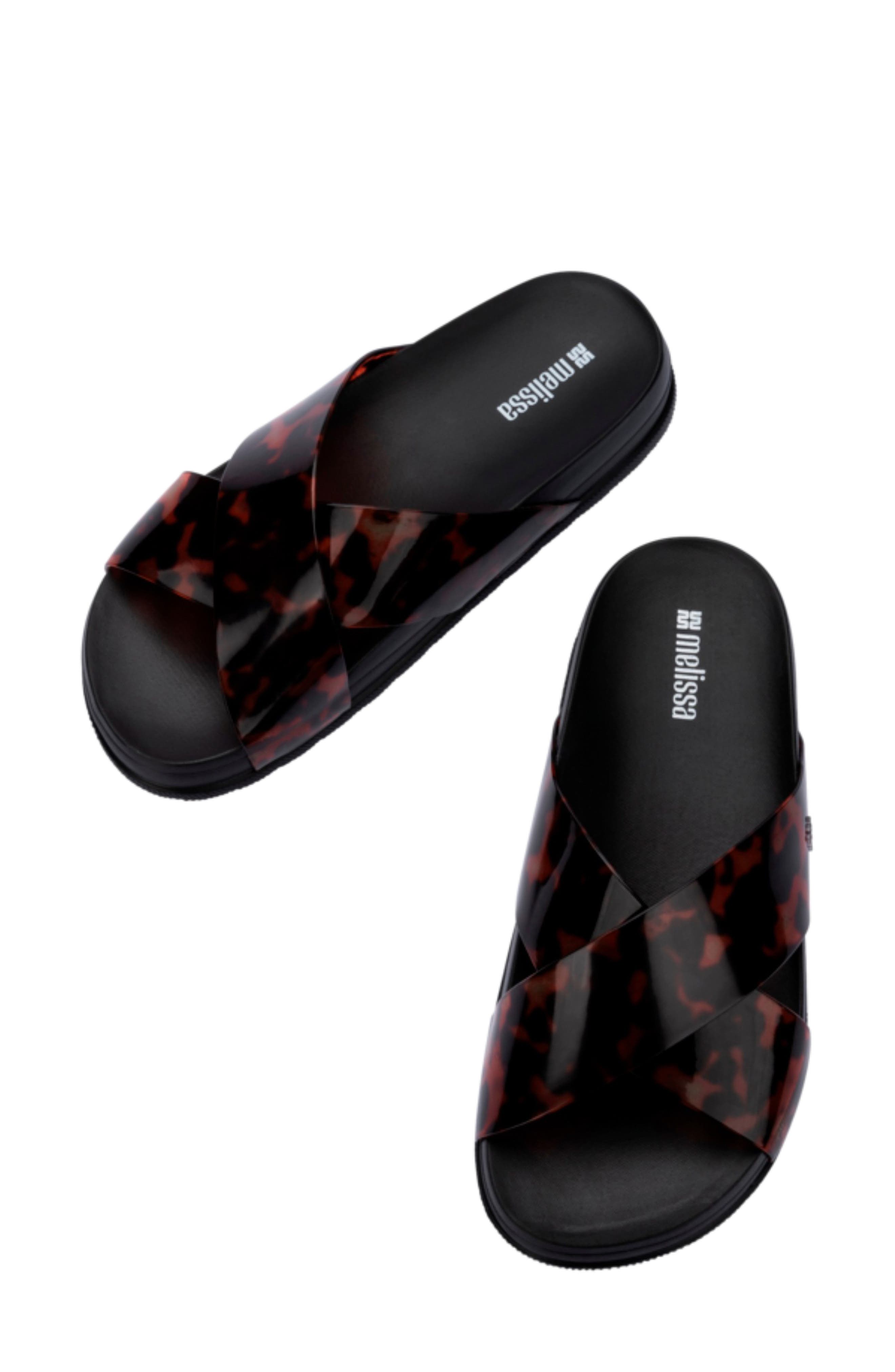 Melissa Cozy Cross Platform Slide Sandal, Alternate, color, Black/ Tortoise