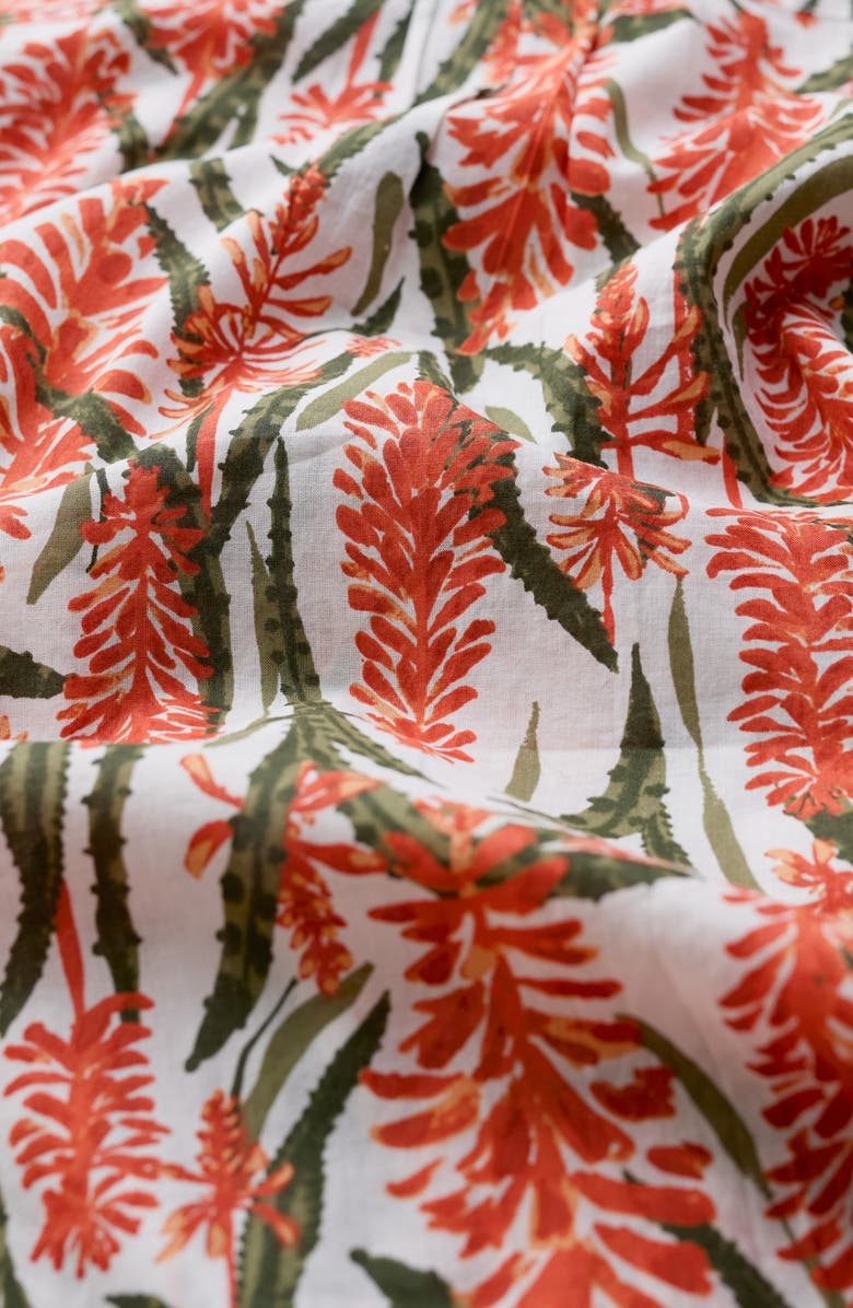 Seasalt Cornwall Rushmaker Floral Organic Cotton Voile Button-Up Shirt, Alternate, color, Red Hot Poker Chalk