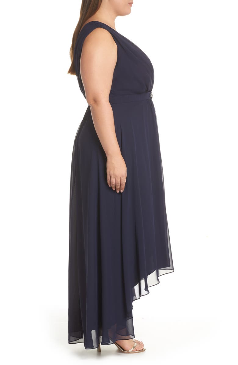 Eliza J Wrap Look High/Low Chiffon Dress, Alternate, color,