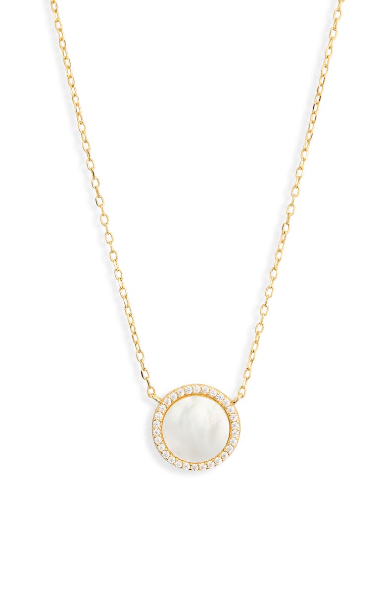 Argento Vivo Sterling Silver Mother-of-Pearl Disc Pendant Necklace, Alternate, color, Gold