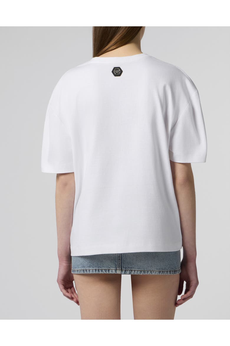 Man Fit V-Neck T-Shirt Crystals Women, Alternate, color, white
