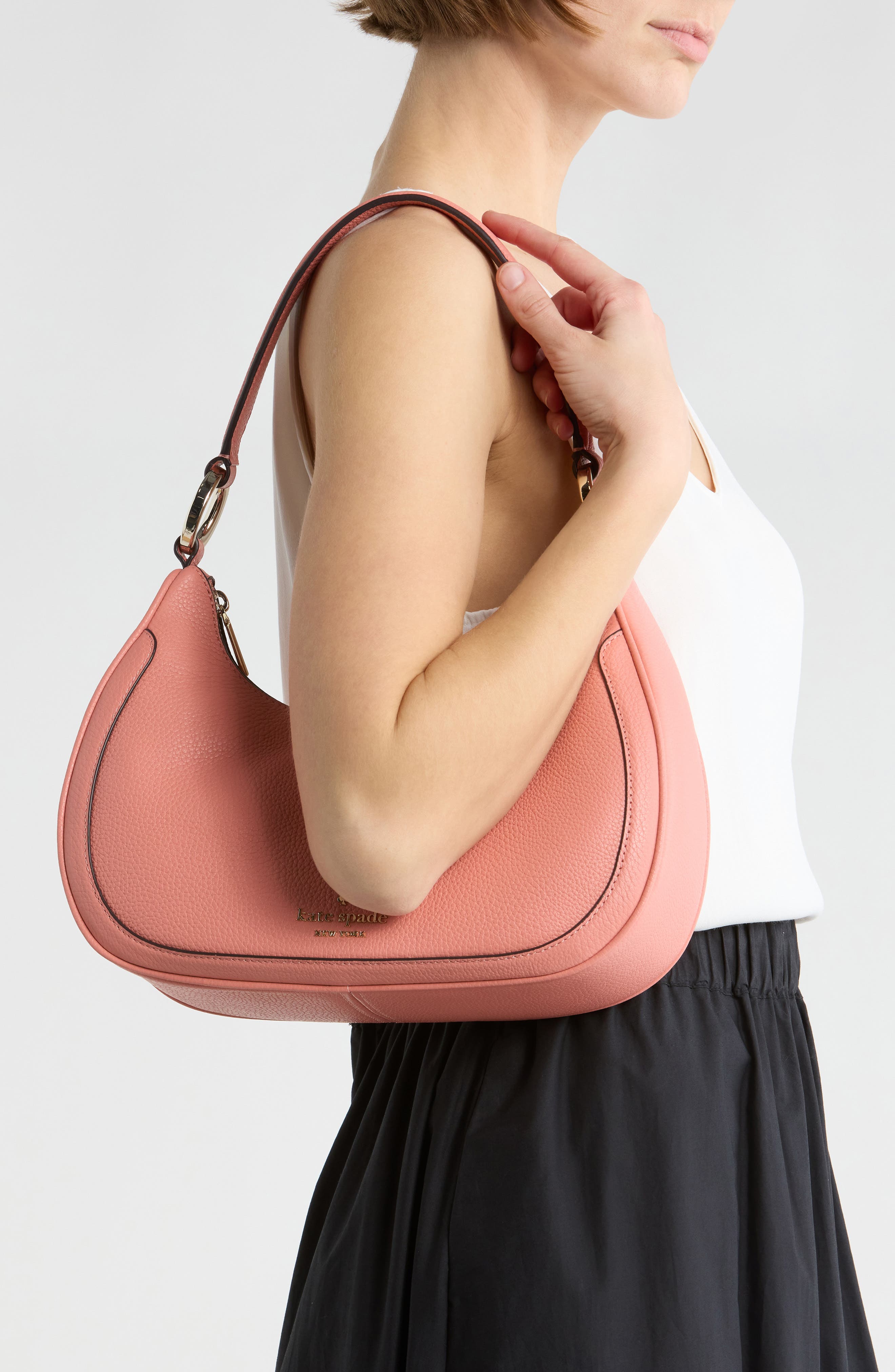 Kate Spade New York Leila Pebbled Leather Shoulder Bag, Alternate, color, Terracotta Tile