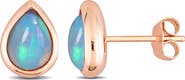 Julianna B. Blue Opal Stud Earrings 10K Rose Gold