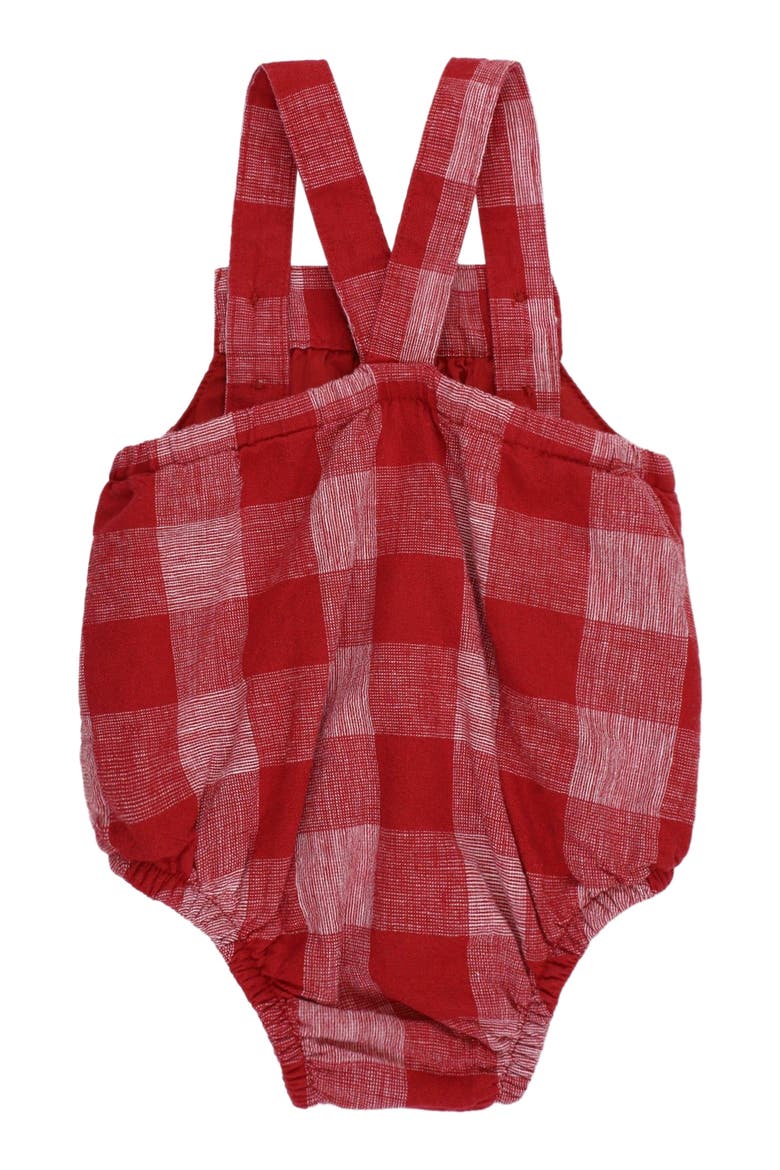 Baby Bubble Romper, Infant, Alternate, color, Red Pencil Check Linen