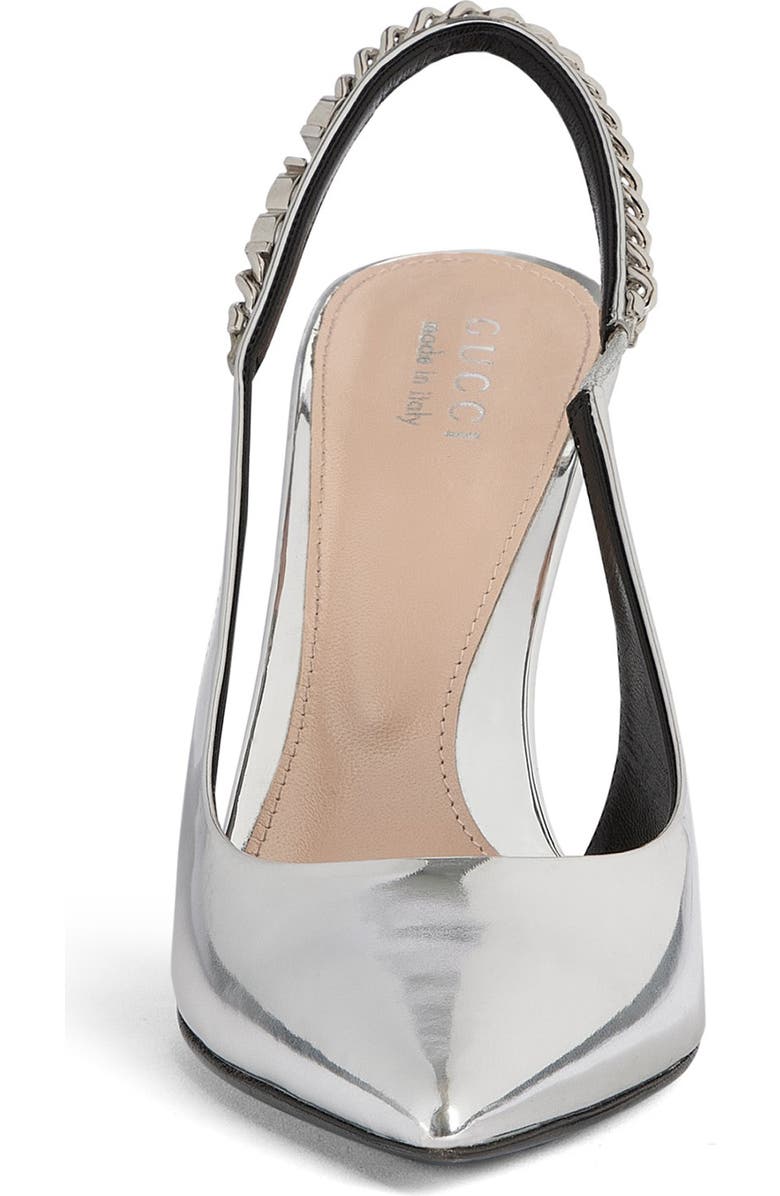 Gucci Signoria Pointed Toe Slingback Pump, Alternate, color, Silver