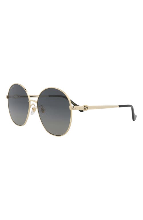 Gucci Novelty 59mm Round Sunglasses In Gold Gold Grey