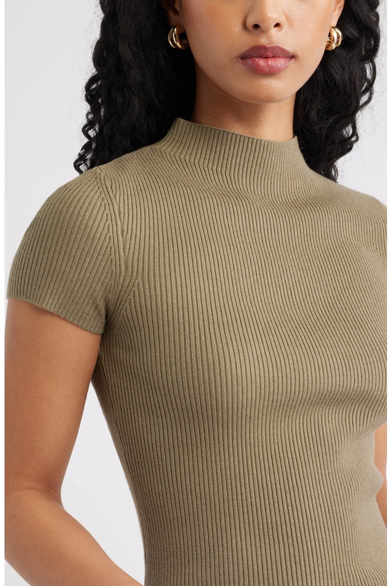 Rib Knit Mock Neck Sweater, Alternate, color, OLIVE DUSK