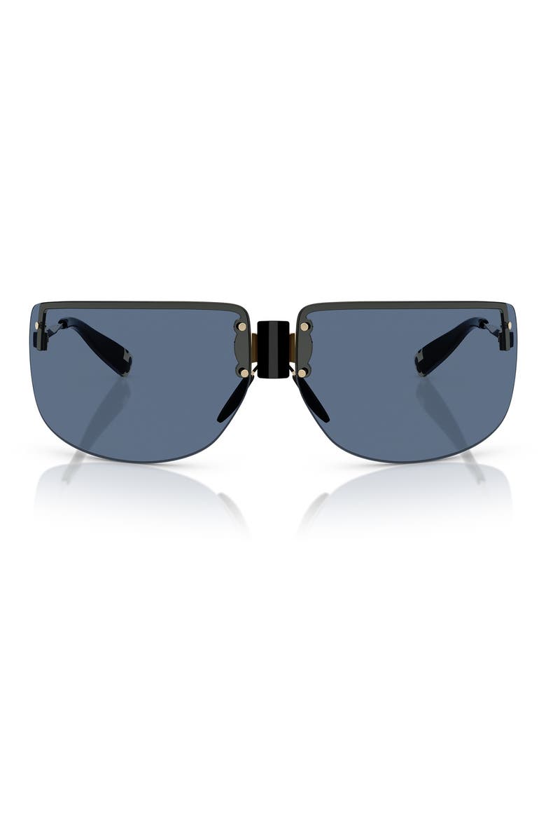 75mm Semi Rimless Pillow Sunglasses, Main, color, SHINY LIGHT GOLD / NAVY BLUE