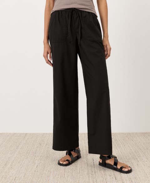 Organic Cotton Stretch Poplin Wide Leg Pant