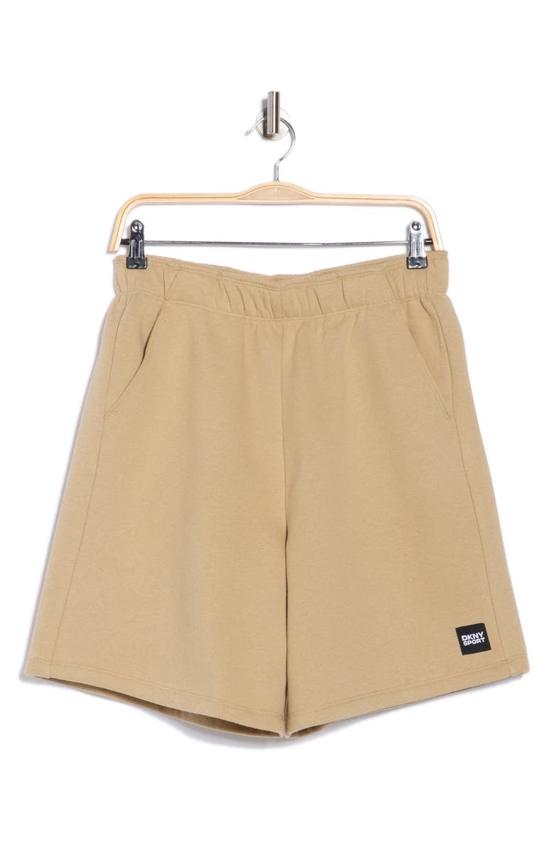 DKNY Relaxed Fit Cotton Blend Shorts, Alternate, color, Travertine