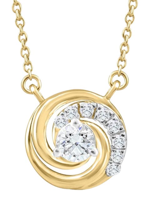 1/4Ct TW Round Diamond Circle Halo Pendant Gold Lab Grown Necklace
