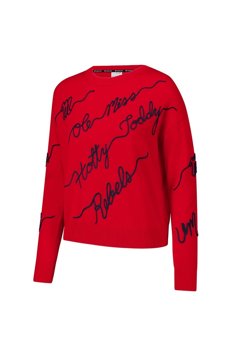 KADYLUXE Women's Red Ole Miss Rebels Love Note Embroidered Sweater, Alternate, color, Red