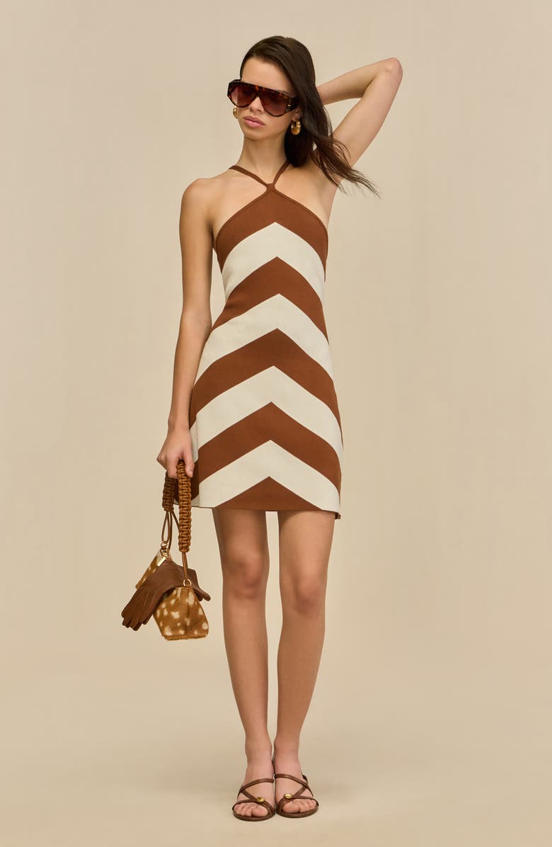 Cult Gaia Nelson Stripe Halter Sweater Dress, Alternate, color, Large Saddle Stripe