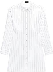 Theory Stripe Cotton Blend Button-Up Shirt