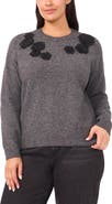 CeCe Floral Appliqué Crewneck Sweater