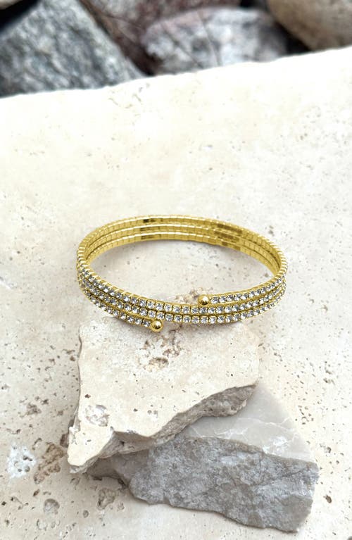 Adornia Gold Plated Triple Coil Crystal Tennis Stretch Bracelet In Gold