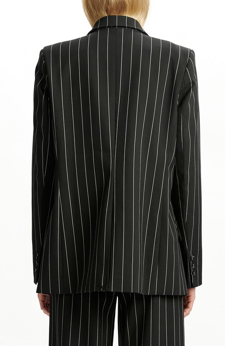 Bardot Sloane Oversize Pinstripe Double Breasted Blazer, Alternate, color, Black Stripe